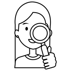 woman with search magnifying glass