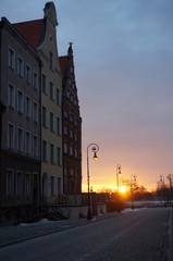 Elblag poland city winter sunset vertical