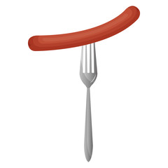 delicious sausage in fork