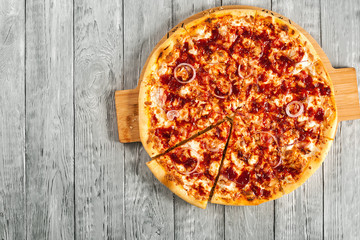 Hot tasty Homemade BBQ Pizza Ready to Eat