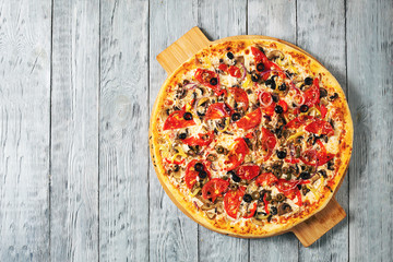 Hot Homemade meat Pizza Ready to Eat