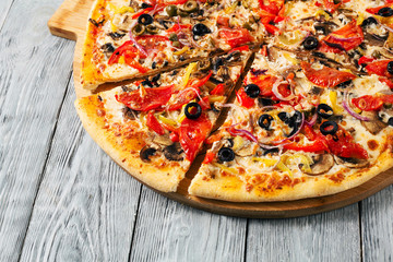Hot Homemade meat Pizza Ready to Eat