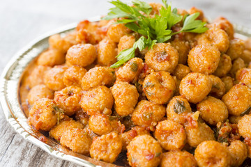 Turkish foods; bulgur garlic meatball (sarimsakli kofte)