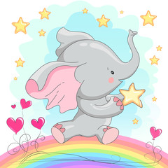 Cute baby elephant  with hearts