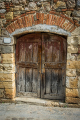 Plakat mittelalterliche Tür aus Holz