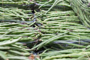 Background of Green Beans sold at city market