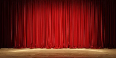 Foto op Aluminium Empty theater stage with red velvet curtains. © simone_n