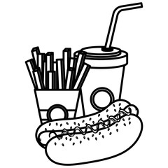 hot dog with french fries and soda