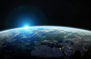 View of blue planet Earth in space 3D rendering elements of this image furnished by NASA