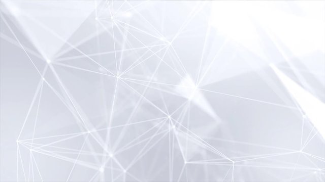 230. Abstract Low poly Molecule And Communication white bright technology Connection structure social mesh Network polygonal loop background. soft cleans professional business presentation motion