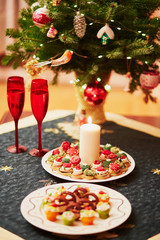 Table set for Christmas dinner