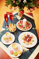 Table set for Christmas dinner