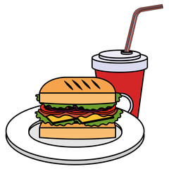 delicious burger with soda