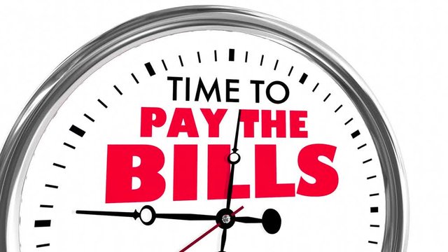 Time to Pay the Bills Payment Due Clock Words 3d Animation