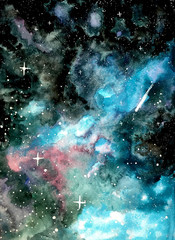 black blue and pink illustration watercolor