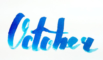 october lettering word illustration