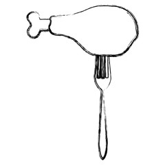 delicious chicken thigh in fork