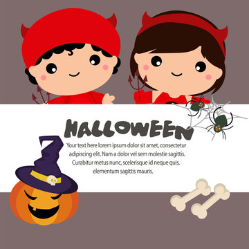 cute halloween template devil girl