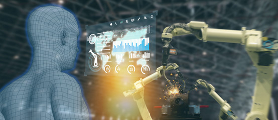 iot industry 4.0 concept,industrial engineer using artificial intelligence ai (augmented, virtual...
