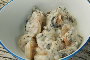 Salade de crevettes crémeuse aux pleurotes