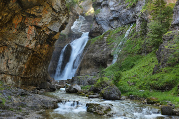 The Narrow waterfall in Ordesa valley, Spain
