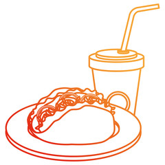 delicious mexican taco with soda