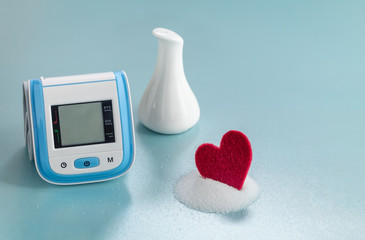 Salt and blood pressure concept. Effect of salt on hypertension