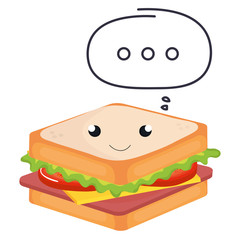 sandwish kawaii character with speech bubble