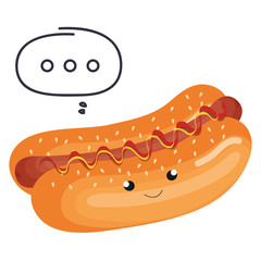 hot dog with speech bubble kawaii character