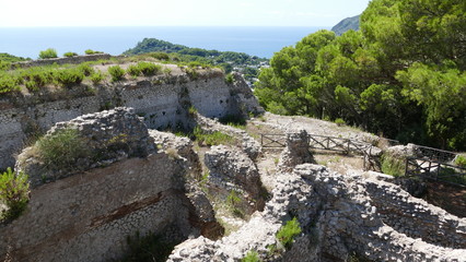 Fototapeta na wymiar Capri Villa Jovis ruins of the palace of the roman emperor Tiberius