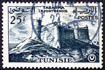 Postage stamp Tunisia 1954 Genoese Fort, Tabarka