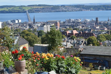 Views over Dundee and the River Tay, Scotland from The Law, September 2018