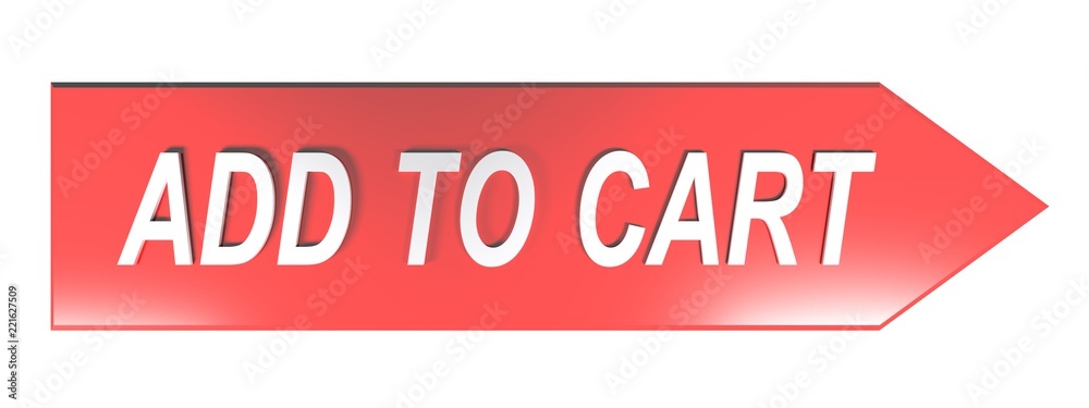 Poster add to cart on red arrow - 3d rendering