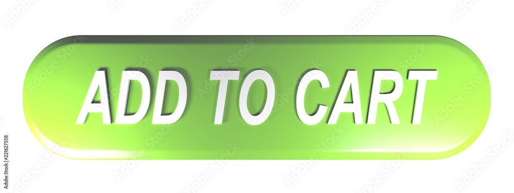 Poster add to cart rounded rectangle green button - 3d rendering