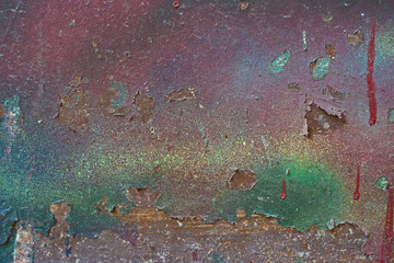 Multicolored grunge texture with shabby paint. Colorful retro, vintage background with different layers of paints. Stock photos for design.