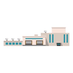 Industrial building. Factory in a flat style. Manufacturing building. Eco style concept. City landscape. Vector illustration