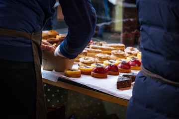 Cakes being sold on a cake stall