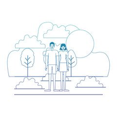 couple characters in day landscape