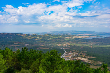 View from the saint George's castle of the green hinterland of Kefalonia, Greece