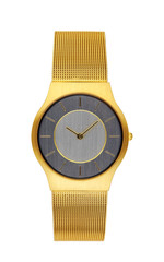 Gold wrist watch isolated on with clipping path