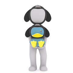 presenting the duck with one eye
