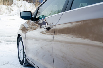 Obraz premium the car parked on the nature of different colors from different angles