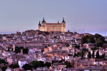 Fototapeta na wymiar Panoramic aerial view of ancient city of Toledo from the sunset point, Spain
