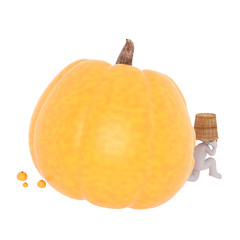 running away with basket from the pumpkin