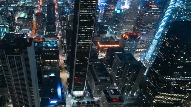 Los Angeles Downtown Aerial Time Lapse of Cityscape and traffic