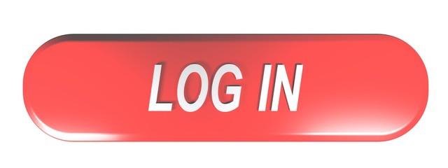 Red rounded rectangle push button to LOG IN - 3D rendering