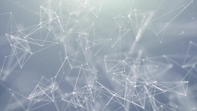 242. Abstract Digital Concept of Geometrical Figures: Polygon Plexus Fractals Moving, Connecting Between Particles. Triangular Technological Concept Seamless Loop Background Animation