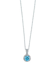 Blue topaz aquamarine diamond necklace with chain isolated on white