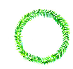 Handpainted watercolor christmas wreath