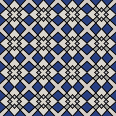 Fabric print. Geometric pattern in repeat. Seamless background, mosaic ornament, ethnic style.